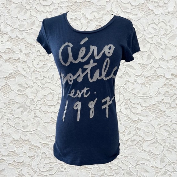 Aeropostale Tops - vintage aeropostale navy blue short sleeve top